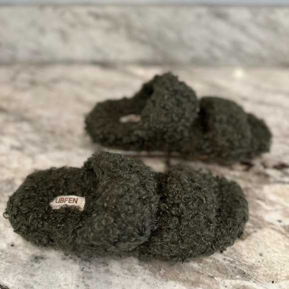 UBFEN Slippers Memory Foam Orthotic Fuzzy Slip On Open Toe Sz 6 - Picture 2 of 10